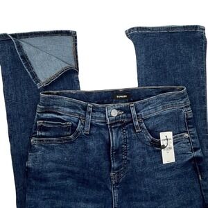 Express Skyscraper High Rise Flare Jeans Dark Wash Side Slit 8R Blue New w Tags